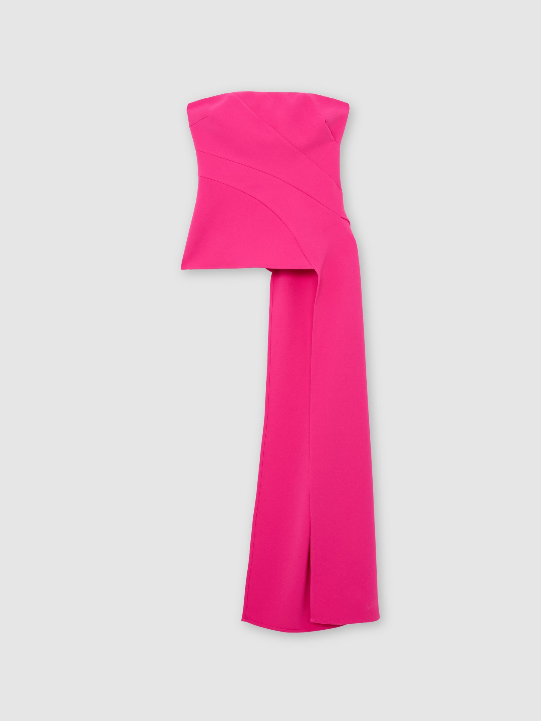 Strapless Drape-Detail Structured Top in Bright Pink | Reiss UK