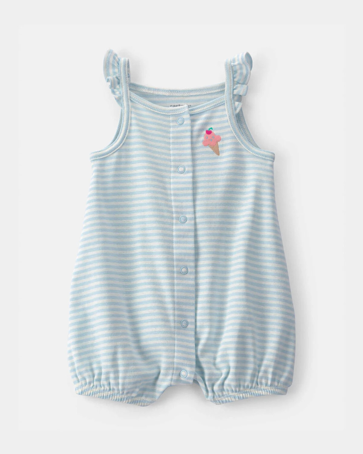 Baby Girl Striped Ice Cream Romper - Blue/White | Carter's Inc