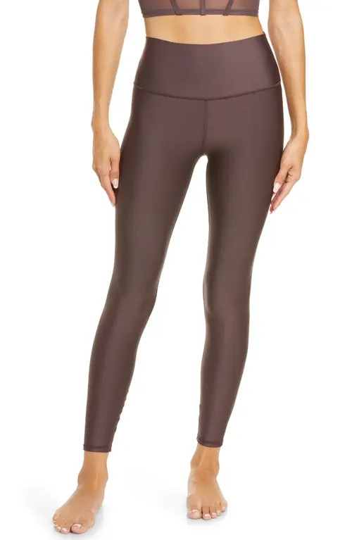 Alo Airlift High Waist Midi Leggings in Raisin at Nordstrom, Size Large | Nordstrom
