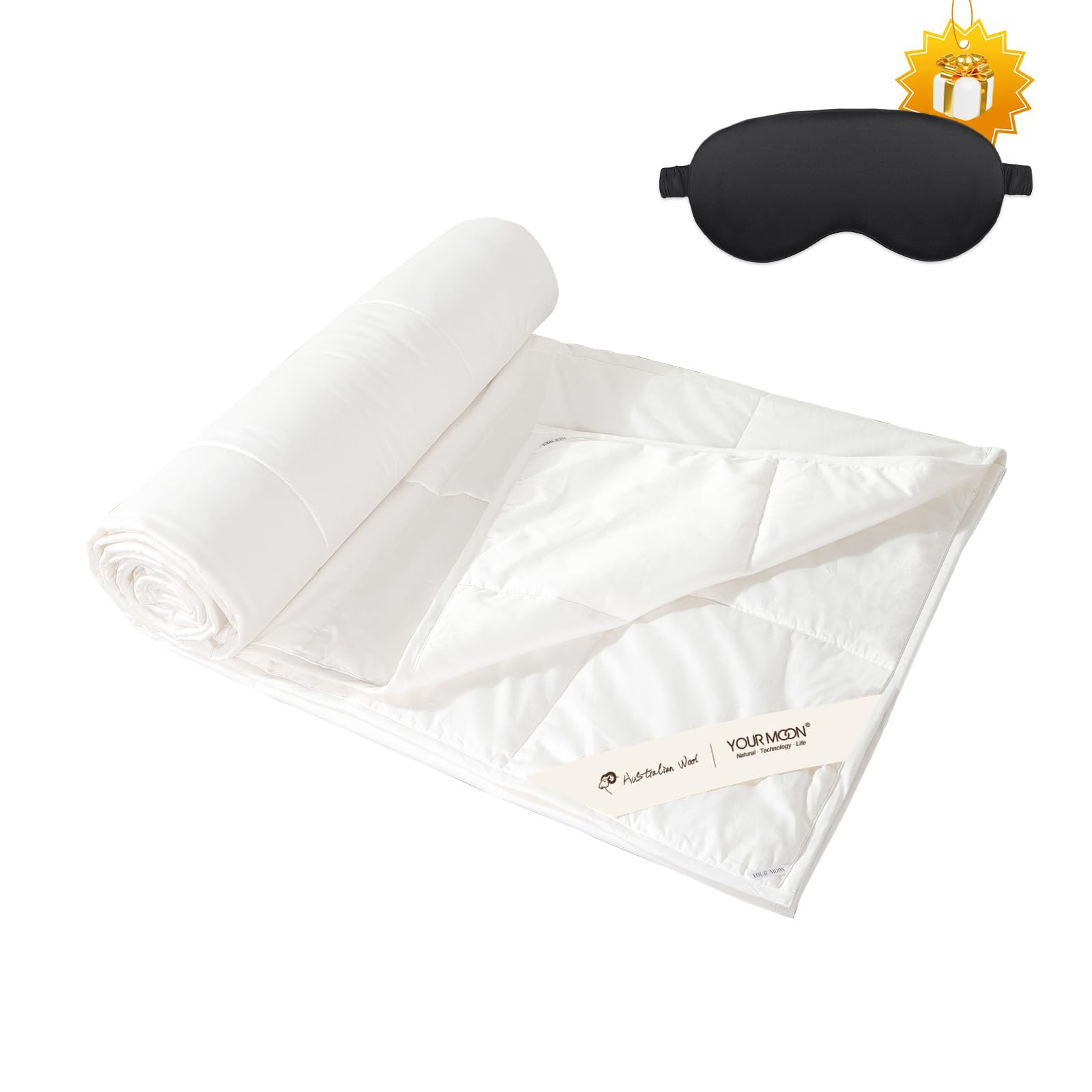 YOUR MOON Summer Lightweight Wool Comforter - Breathable & Thin Duvet Insert for Hot Sleepers, 10... | Amazon (US)