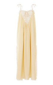 Lace-Trimmed Silk Habotai Maxi Dress