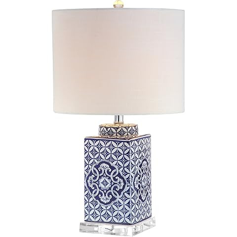 JONATHAN Y 23" Blue/White Chinoiserie Ceramic LED Table Lamp, Hand-Painted Trellis Ginger Jar Des... | Amazon (US)