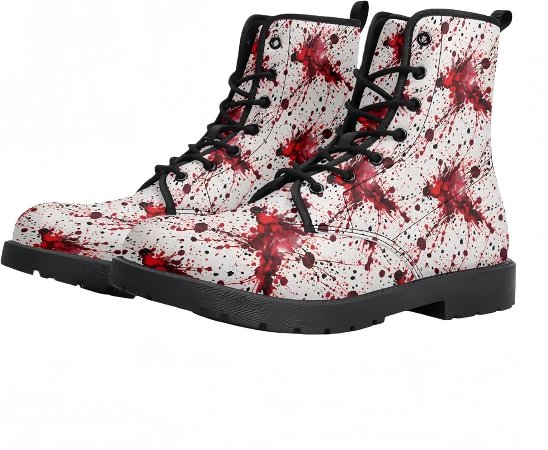 Women's Graffiti Printed Combat Boots with Fashion Graphic Design Lace Up Round Toe Ankle Booties... | Amazon (US)