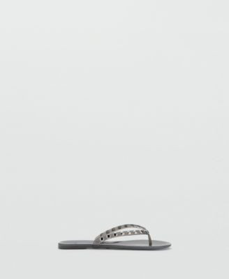 Mango Women's Vinyl Straps Studded Sandals - Gray | Macy's