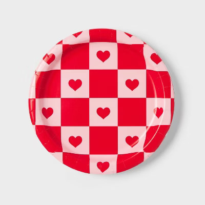 20ct Valentines Day Checkered Heart Snack Plates - Spritz™ | Target