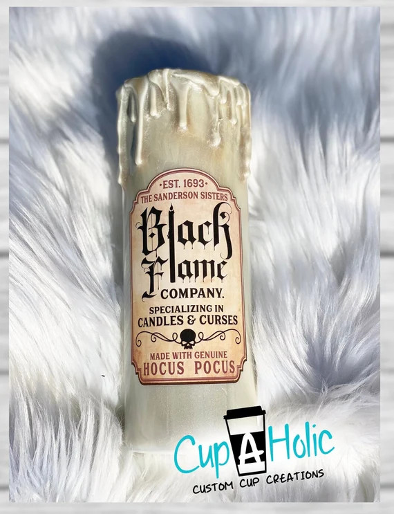 Halloween Tumbler Black Flame Candle Tumbler Hocus Pocus - Etsy | Etsy (US)