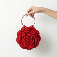 Crochet Rose Bag, Red Floral Handbag With Metal Ring Handle | Etsy (US)
