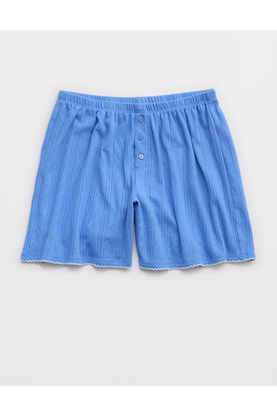 Aerie Off-Duty Pointelle Boxer Women's Laundry Blue M | American Eagle Outfitters (US & CA)