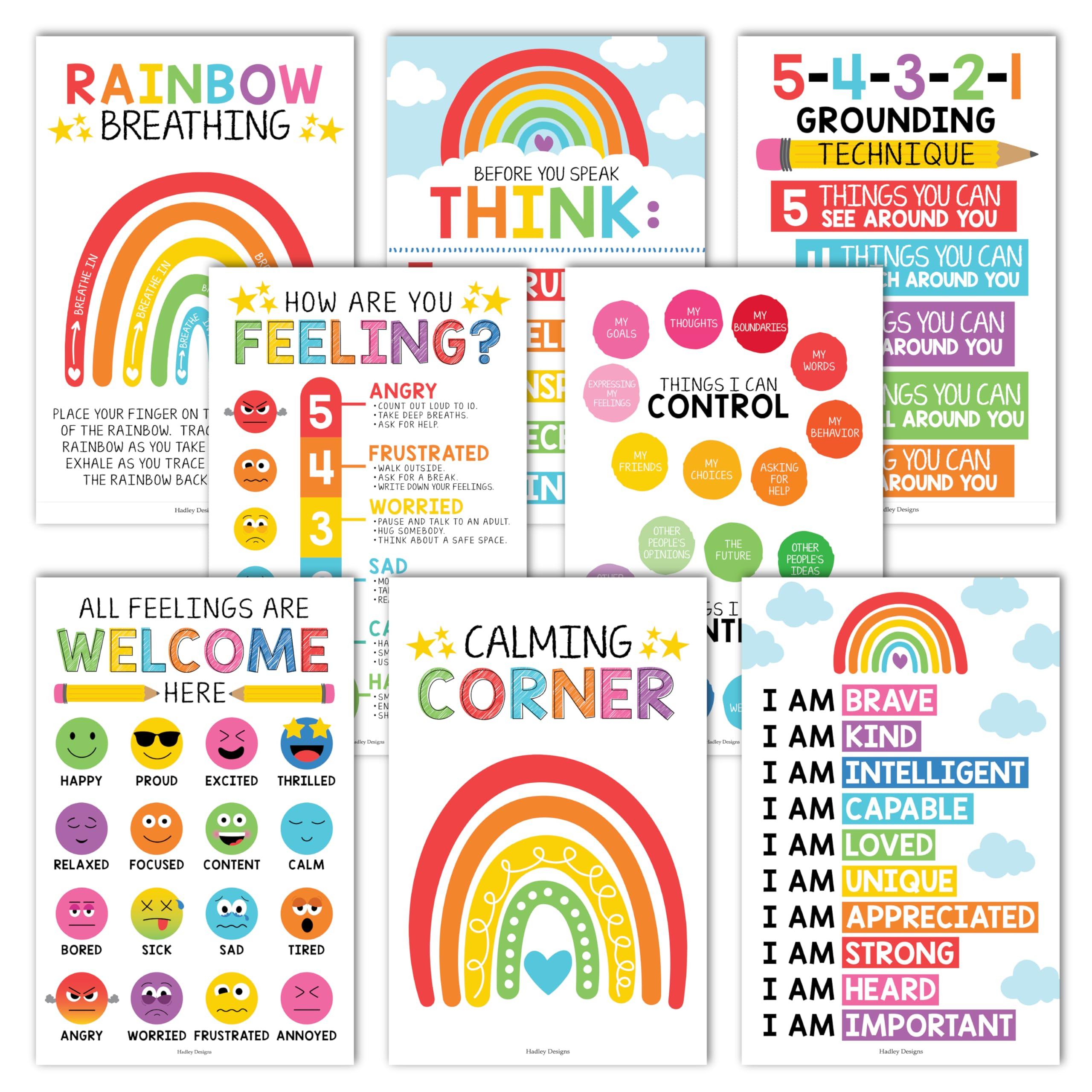 8 Calming Corner Posters For Classroom Must Haves For Teachers - 11x17" Calm Down Corner Supplies... | Amazon (US)