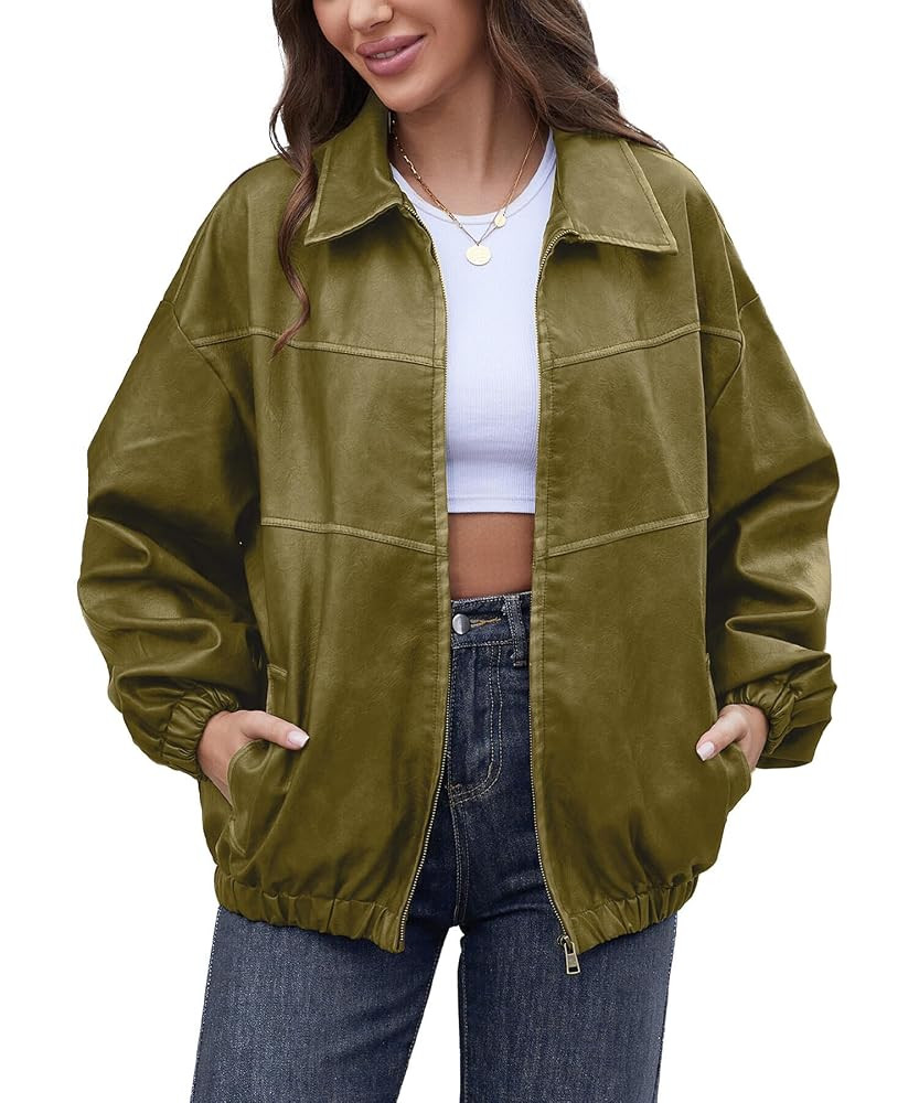 Bakyarder Womens Oversized Y2K Faux Leather Jackets Vintage Plus Size Fashion Motorcycle Coats Fa... | Amazon (US)
