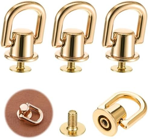 4 Pcs D Rings for Purse, Heavy Duty 360° Rotatable Metal Hardware, Stud Screw Ball Rivets with P... | Amazon (US)