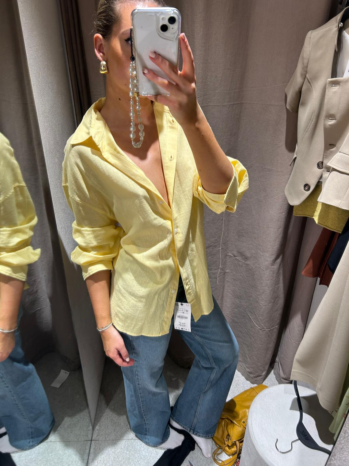 Spring Outfit, Zara, Jeans, Linen Shirt, Shirt in Yellow, Mid-Rise Jeans, Outfit Idea  

 #LTKuk #LTKspring #LTKstyletip