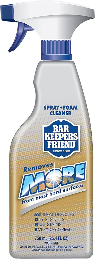 Bar Keepers Friend Spray and Foam Cleaner, 25.4 Fl Oz, 1 Ounce, White, Silver, Blue, Gold | Amazon (US)