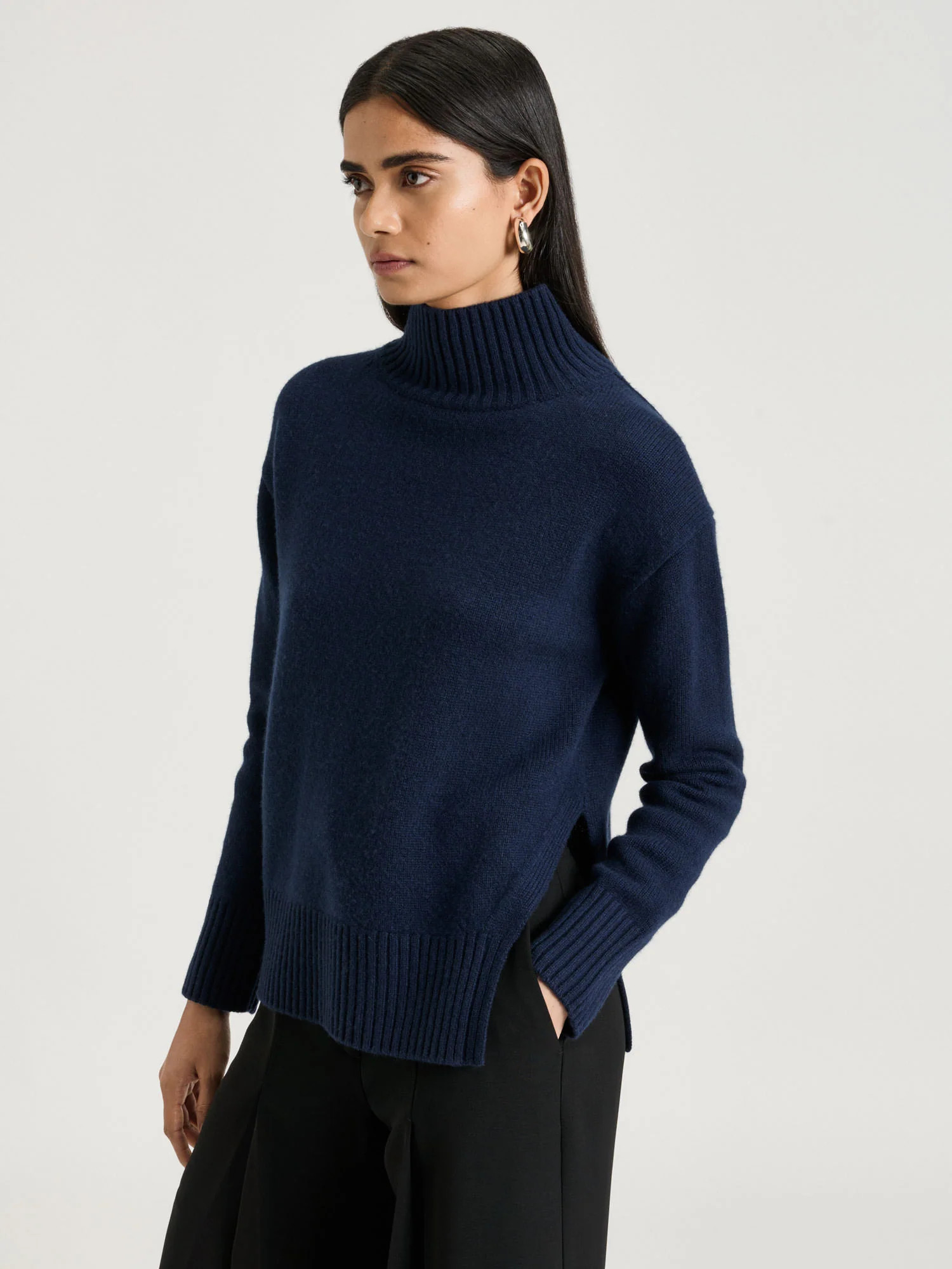MERINO CASHMERE BLEND OVERSIZED FUNNEL NECK SWEATER | Veronika Maine AU