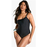 Womens Beaded One Shoulder Bathing Suit - Black - 10 | boohoo (US & Canada)