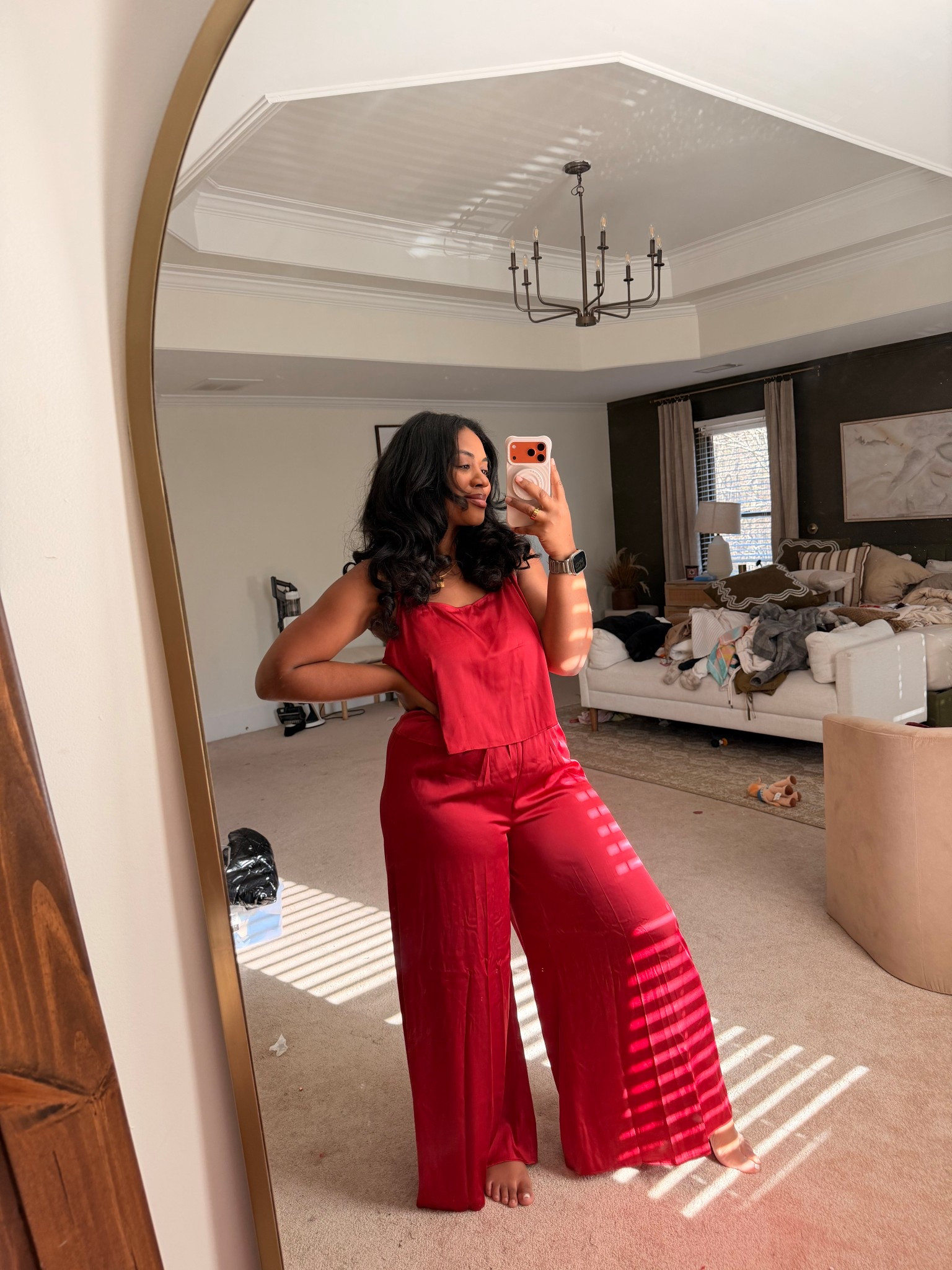 My husband said to get cozy so I grabbed my red Christmas pjs. These are the cutest looking things that remind me of a vintage set. 

#LTKMidsize #LTKHoliday #LTKFindsUnder50