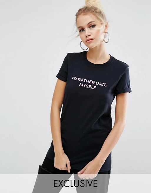 Camiseta estilo boyfriend con texto Date Myself de Adolescent Clothing | Asos ES