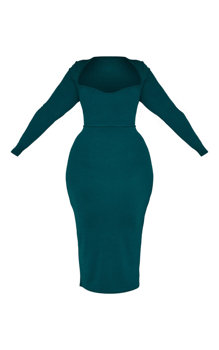 Plus Emerald Green Sweetheart Neck Long Sleeve Midi Dress | PrettyLittleThing US