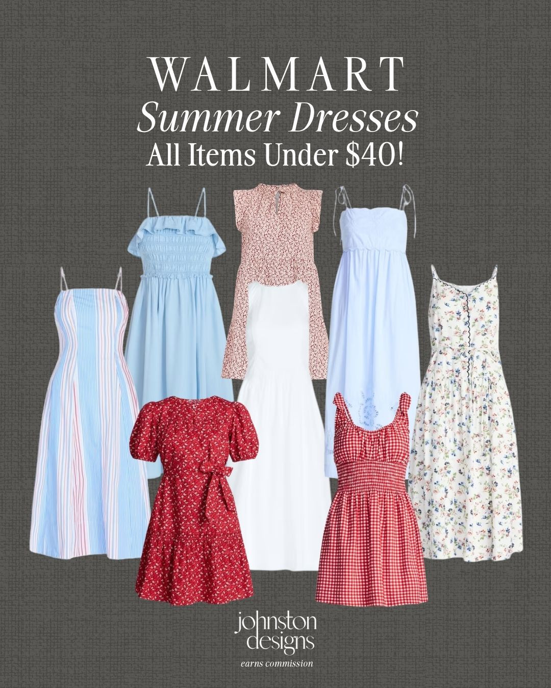 Pretty Walmart summer dresses under $40 with soft blues, sweet florals and classic gingham styles. Love these for brunch, vacation days or easy warm weather outfits. 🤍

Walmart summer dresses, under $40, blue dress, floral dress, gingham dress, white dress, red dress, striped dress, midi dress, mini dress, brunch outfit, vacation style, summer fashion, affordable finds, feminine style, warm weather, everyday dress 

 #LTKootd #LTKSeasonal