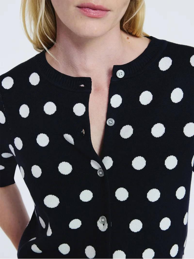 Free Assembly Women's Cardigan Sweater with Short Puff Sleeves, Lightweight, Sizes XS-XXL | Walmart (US)