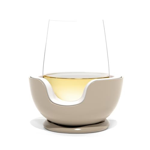 VoChill Stemless Wine Glass Chiller | Keep the Chill In Your Glass | Made In USA | Separable & Refreezable Chill Cradle | Actively Chills Stemless Glassware | Sand, Single Stemless | Amazon (US)
