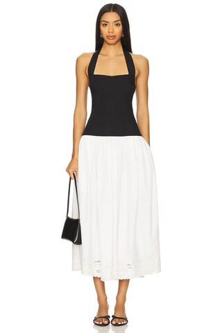 LPA Clara Midi Dress in Black & Ivory from Revolve.com | Revolve Clothing (Global)