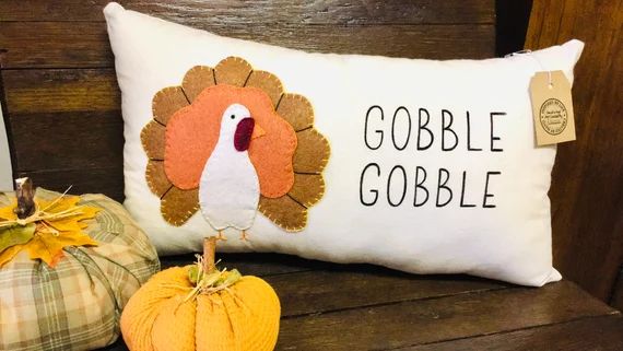 Gobble Gobble Turkey Lumbar Pillow | Etsy (US)