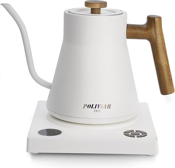 POLIVIAR Electric Gooseneck Kettle, 1200W Electric Tea Kettle Real Wood Handle, 34oz Pour Over El... | Amazon (US)