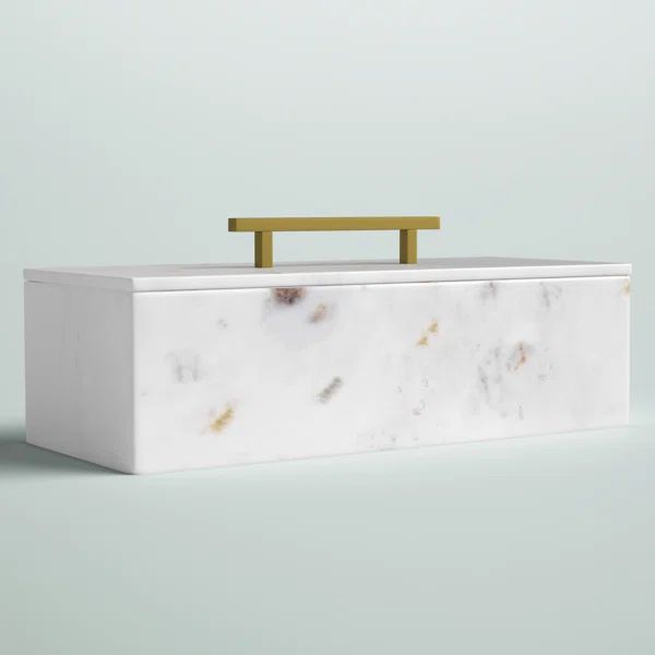Bruner Box with Brass Handle - White | Wayfair Professional