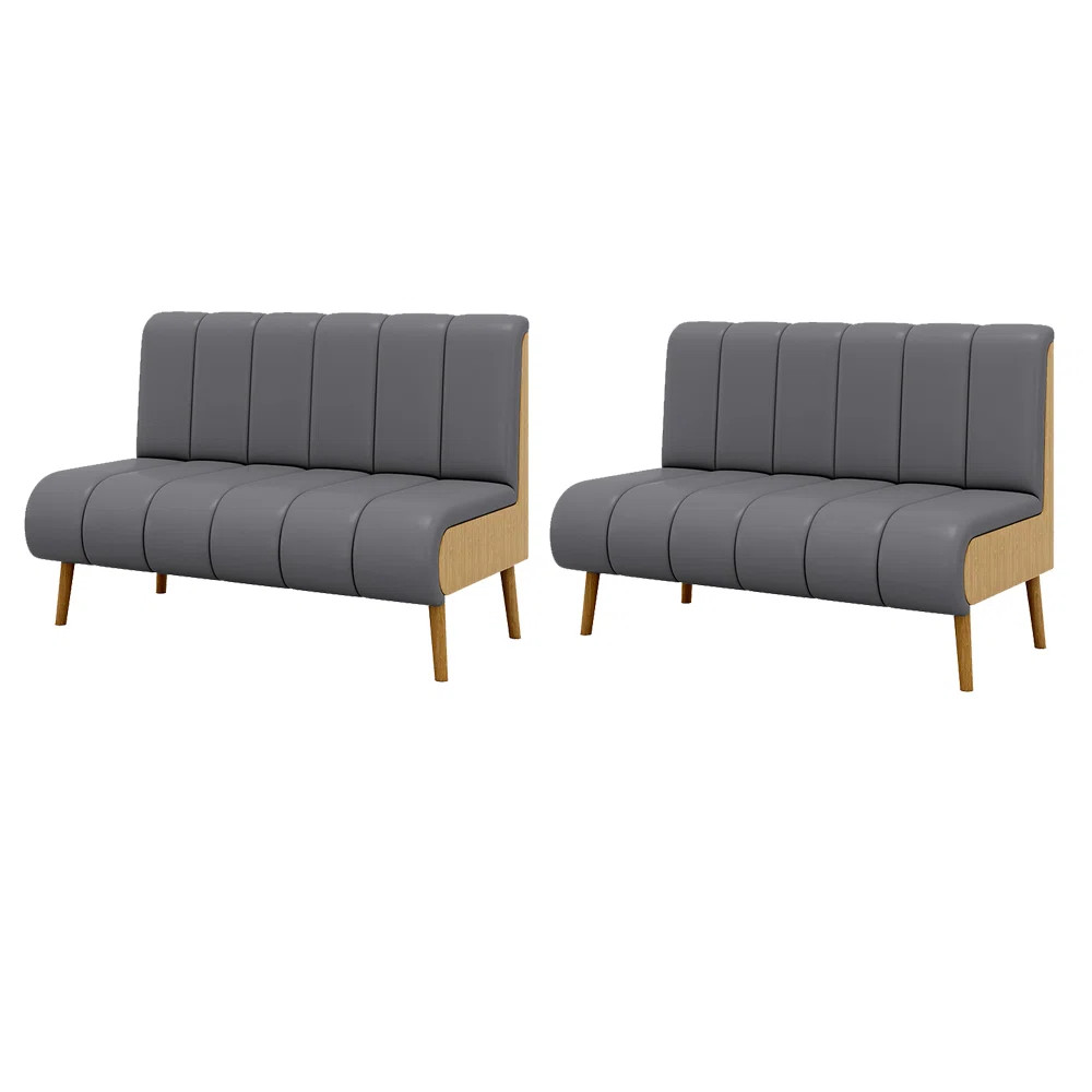 Modern Simple Cafe Dessert Shop Restaurant Bench Faux Leather Upholstered Bench (Set of 2) | Wayfair North America