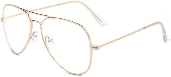 Outray Classic Aviator Metal Frame Clear Lens Glasses 2167c2 Gold | Amazon (US)