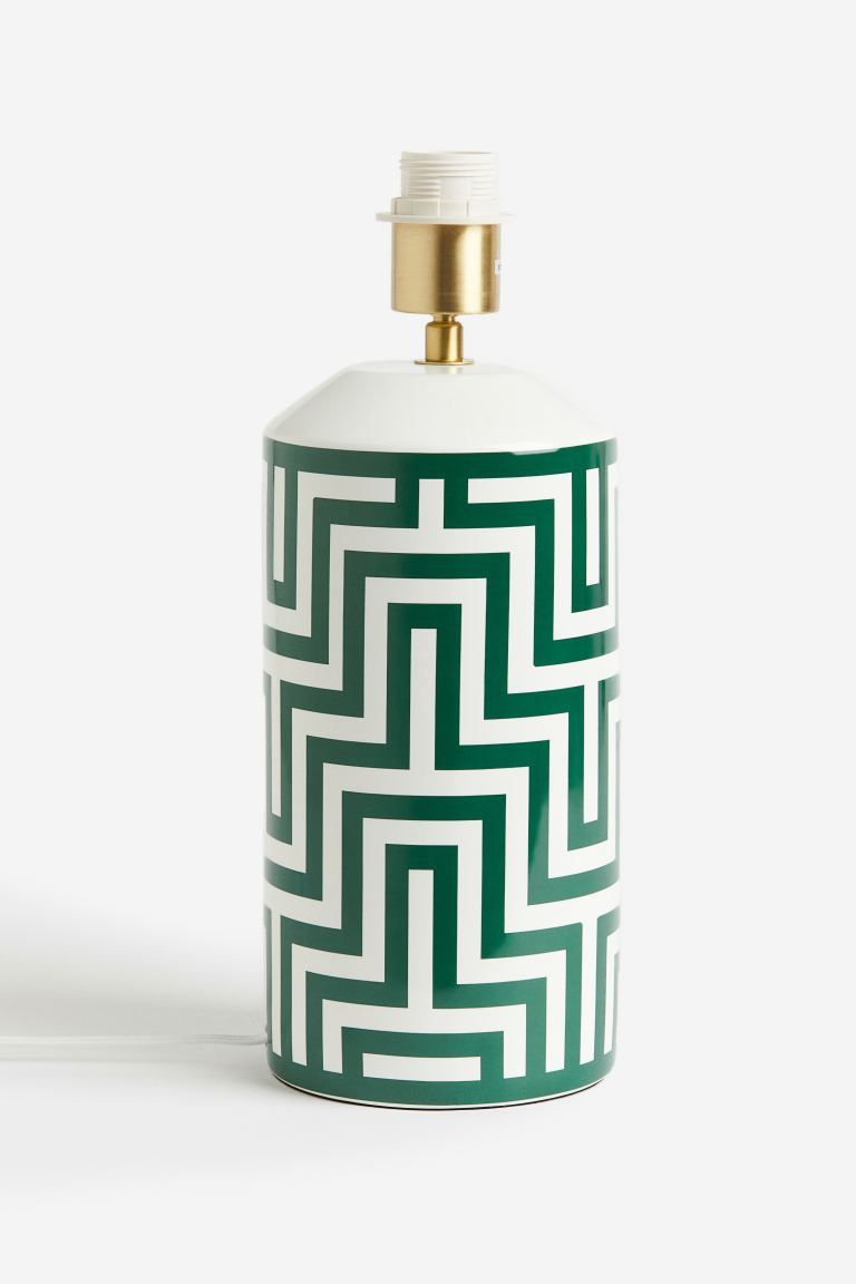 Tall Ceramic Lamp Base - Green/patterned - Home All | H&M US | H&M (US + CA)