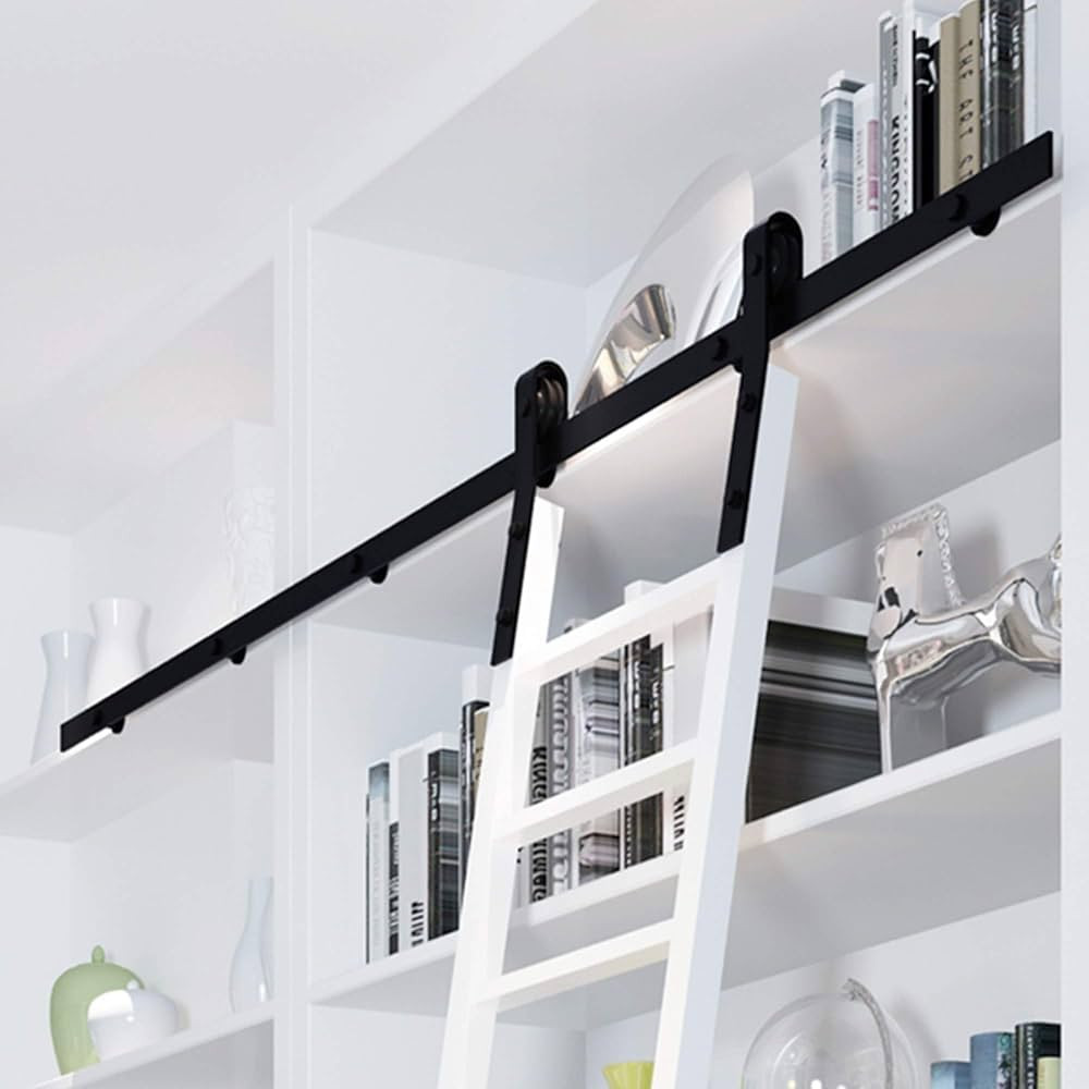 6FT-16FT Rolling Rustic Black Steel Sliding Library Office Ladder Hardware Track Set Kit (No ladd... | Amazon (US)