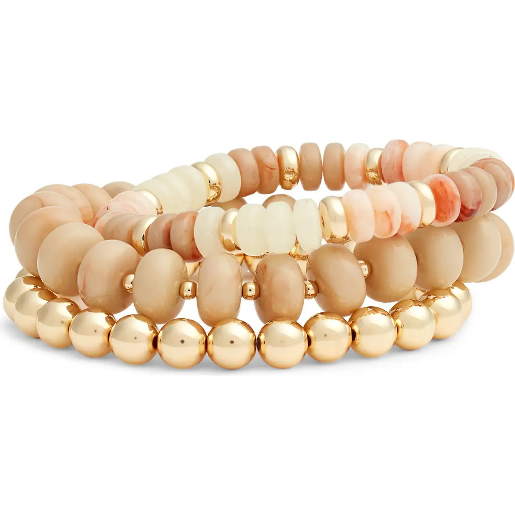 Nordstrom 3-Pack Beaded Bracelets in Neutral Multi- Gold at Nordstrom | Nordstrom