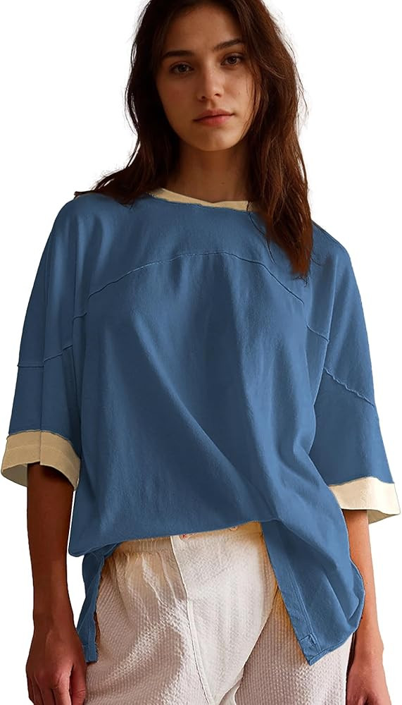 Songling Womens 3/4 Length Sleeve Casual Loose Fit Summer Tee Shirt Basics Cotton t Shirts Trendy... | Amazon (US)