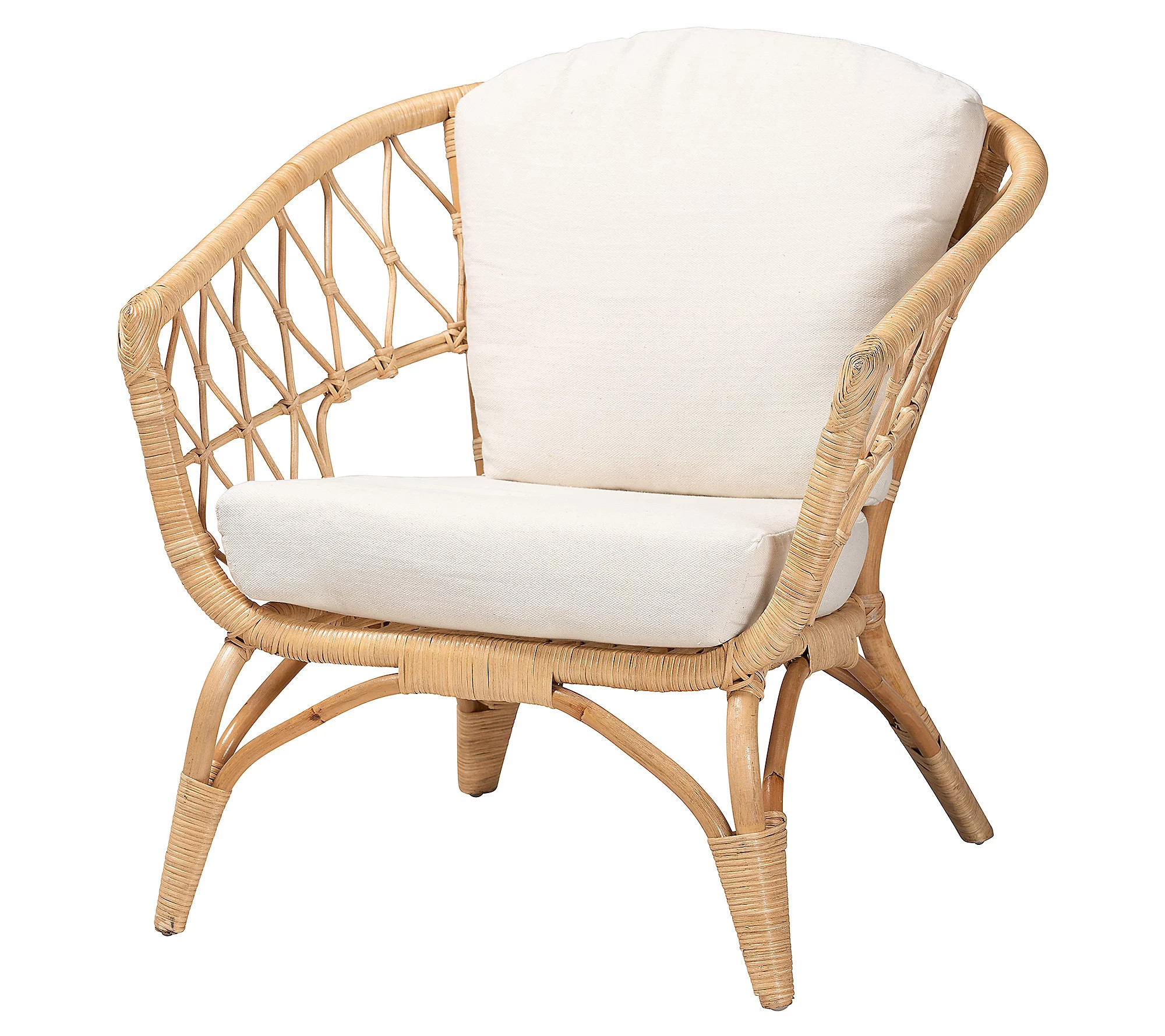 Feya Natural Brown Antique Rattan Armchair | QVC
