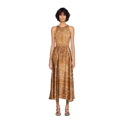 SANDRO Bandana-print maxi dress in Brown /Black at Nordstrom, Size 40 Eu | Nordstrom