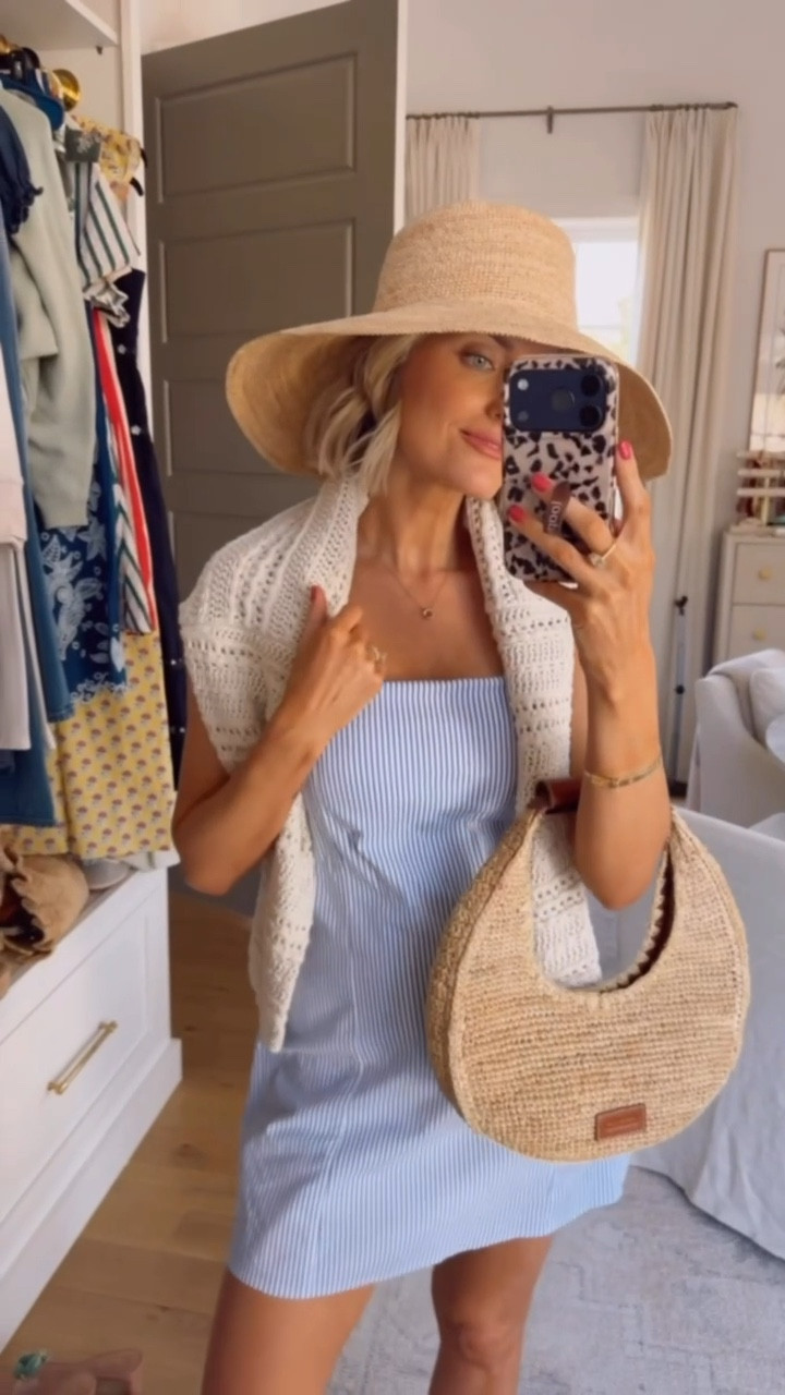 Lightweight material, built in shorts + bra with removable pads, under $80?! Sign me up! I will be wearing this a lot this summer! Wearing S.

Loverly Grey, Abercrombie, spring dress, spring fashion, spring outfit ideas, blue and white striped mini dress

#LTKSeasonal #LTKootd