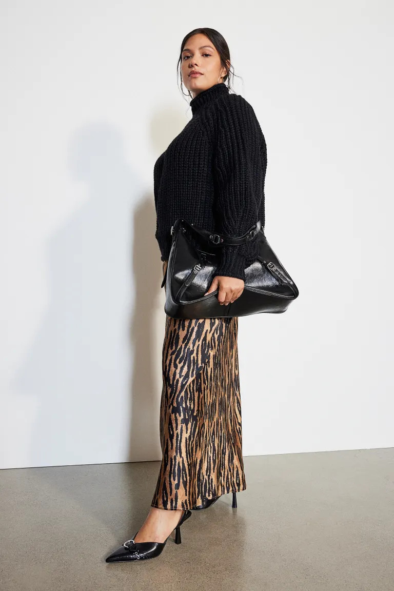 Satin Maxi Skirt - Light brown/leopard print - Ladies | H&M US | H&M (US + CA)