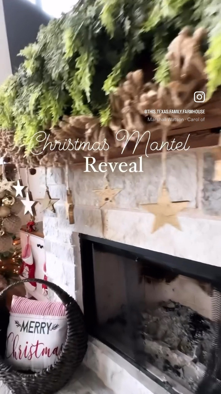 Last Years Christmas Fireolce
Mantel was so pretty! These Gold Wooden Star Garland was feom Hobby Lobby! 

christmas inspiration | christmas decor | chridtmas fireplace | garland 

#LTKVideo #LTKHome #LTKHoliday