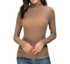Womens Long Sleeve/Sleeveless Mock Turtleneck Stretch Fitted Underscrubs Layer Tee Tops | Amazon (US)