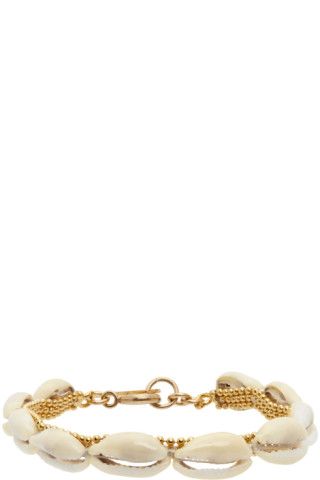 Gold & Off-White Cauris Flower Bracelet | SSENSE