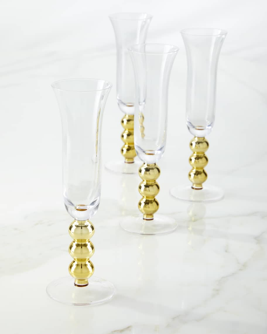 Neiman Marcus Gold Ball Champagne Flutes, Set of 4 | Horchow
