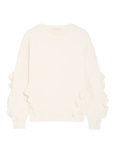 Ruffled cotton-blend jersey sweater | NET-A-PORTER (US)