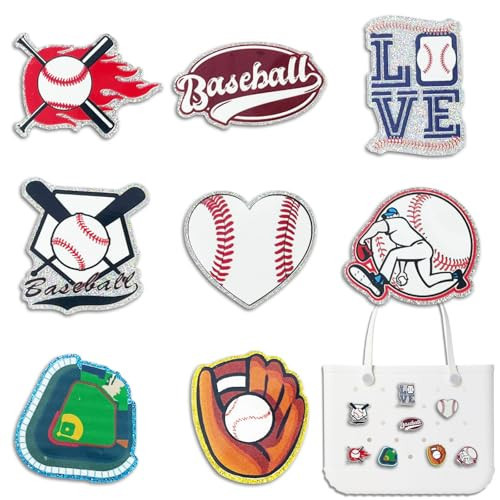 NiNiMay Baseball Bag Charms for Bogg Bag - Bling Acrylic Sport Charm for Bogg Bag Accessories，Compatible with Simply Southern Beach Tote，Decorative for Rubber Bags（8pcs） | Amazon (US)