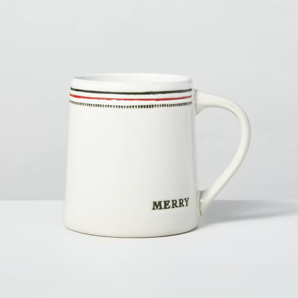 13oz Merry & Joy Holiday Stripes Stoneware Mugs Red/Green - Hearth & Hand™ with Magnolia | Target