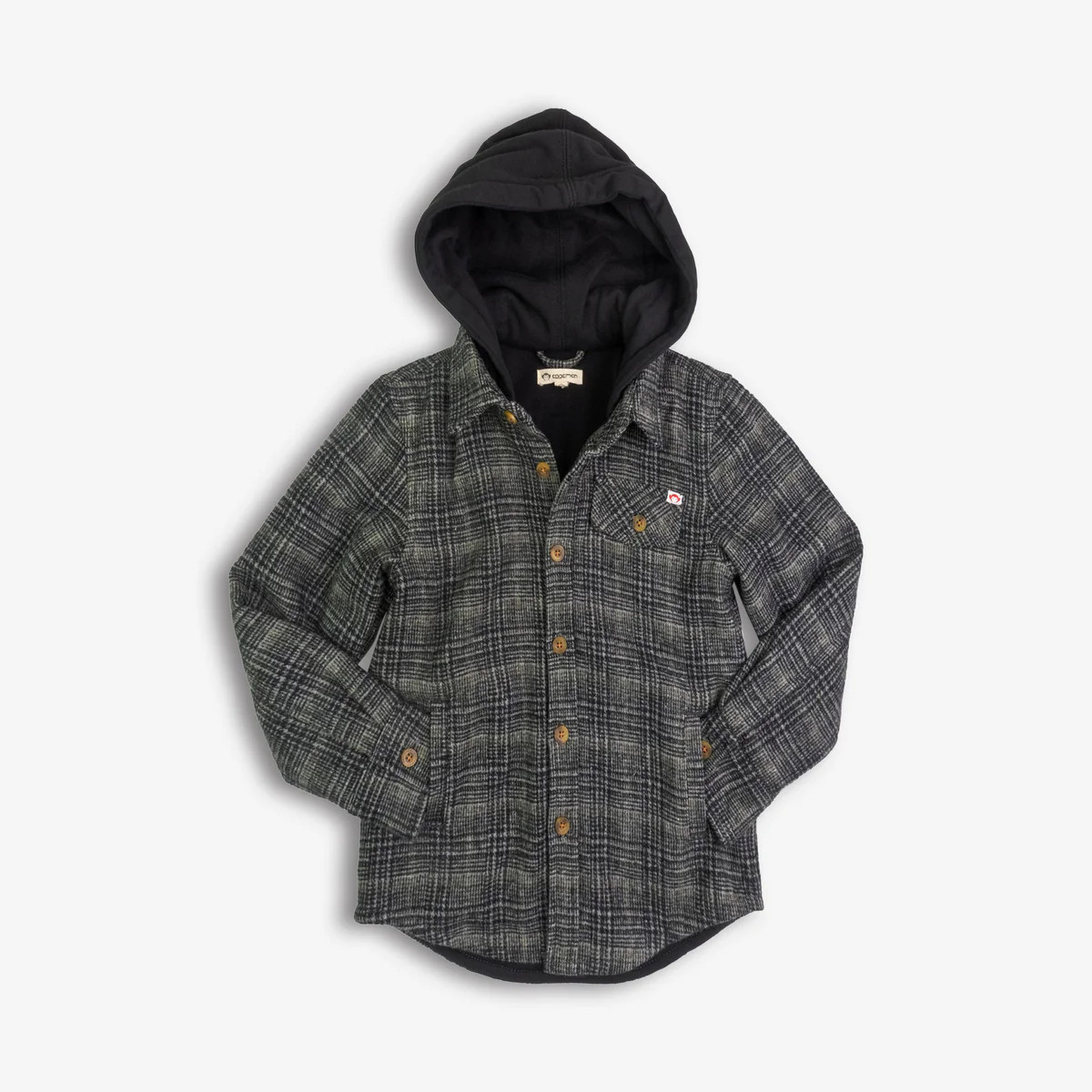 Glen Hooded Shirt | Black/Moss Plaid | Appaman Children's Clothing