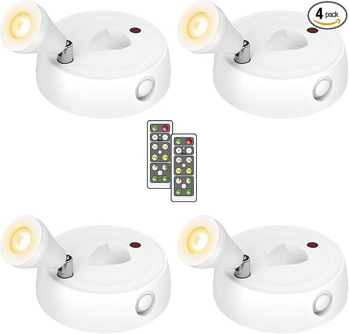 Olafus Spot Lights Indoor 4 Pack, Wireless Spotlight Battery Operated, Dimmable LED Accent Light ... | Amazon (US)