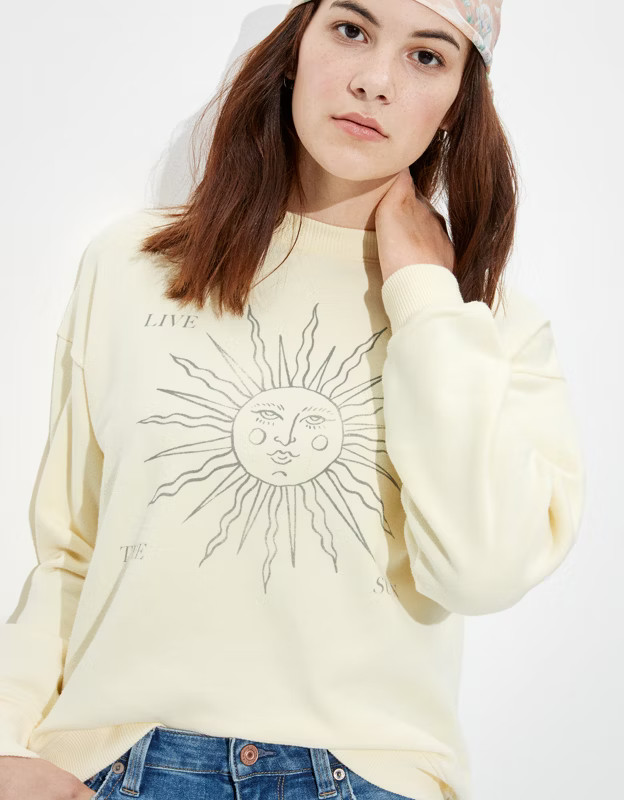 AE Fleece Graphic Crew Neck Sweatshirt | American Eagle Outfitters (US & CA)