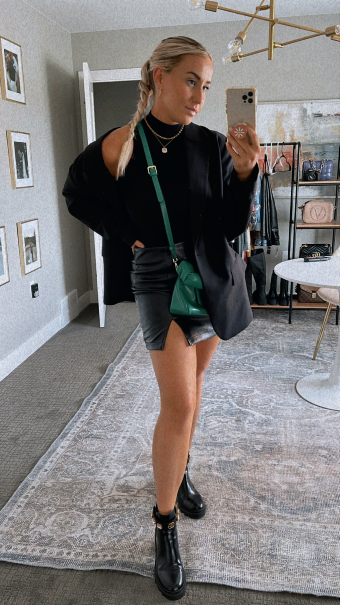 Friday night out 🖤

Skirt: 10
Bodysuit: Commando (linked similar)
Blazer: XL
Shoes: Gucci (linked dupes as well)
Bag: wholesale (linked similar)

#LTKstyletip #LTKSeasonal #LTKfit